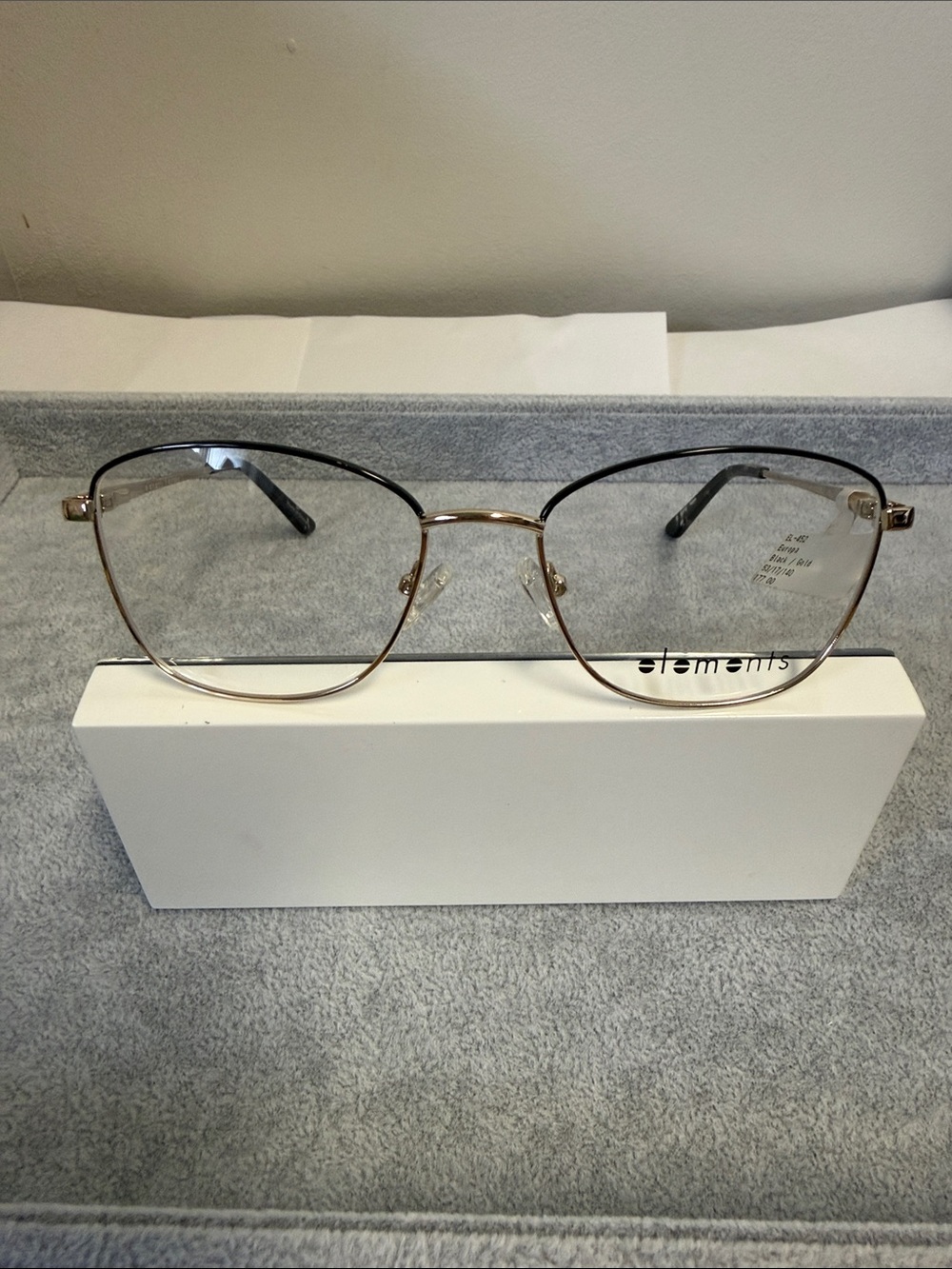 NWT Europa Elements EL-452 Women's Two-Tone Metal Eyeglasses - Black & Gold